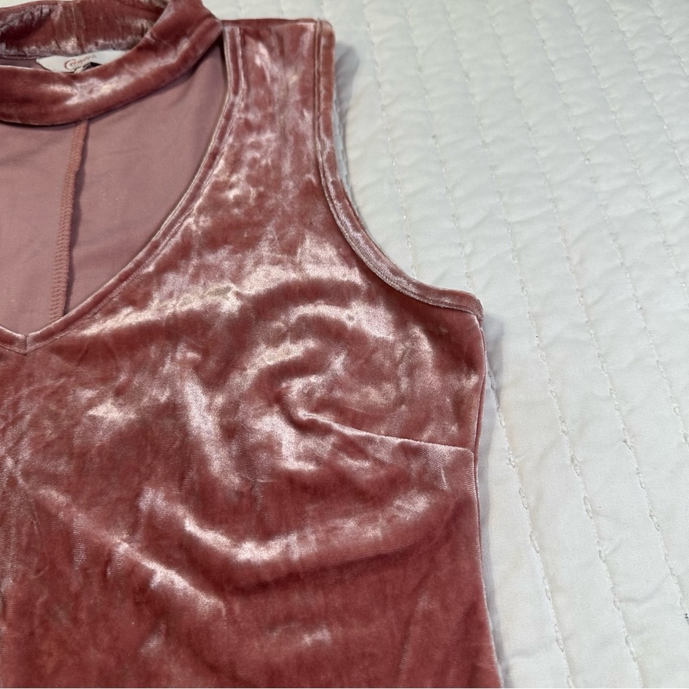 Candie's Pink Velvet Choker Tank top in Size S - Picture 9 of 14